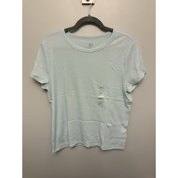 Gap Ribbed Crewneck T-Shirts Women's XL Blue and Yellow Set of 2 Stretch Tees - Picture 8 of 16